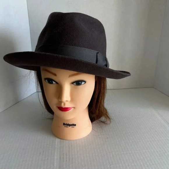 Dick Tracy Womens Disney Vintage wool Fedora Hat Black Size Medium - Picture 9 of 11